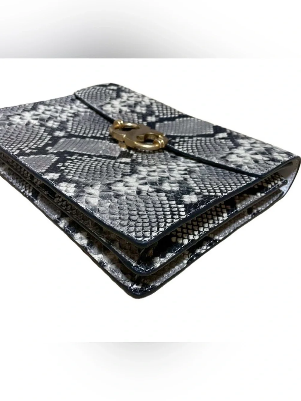 Tory Burch Gemini Link Python Leather Printed Crossbody Shoulder Chain Bag Purse